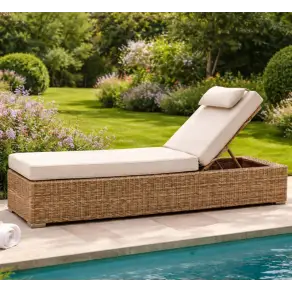 Willow Rattan Sun Lounger – Adjustable, UV-stabilised