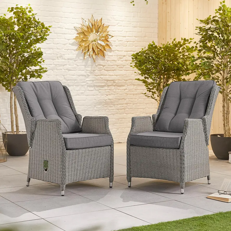 Carolina Rattan Dining Chair - Set of 2 in White Wash