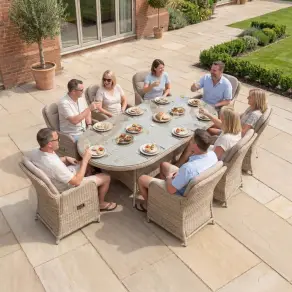 Audrey 8 Seat Rattan Reclining Dining Set - Oval Table