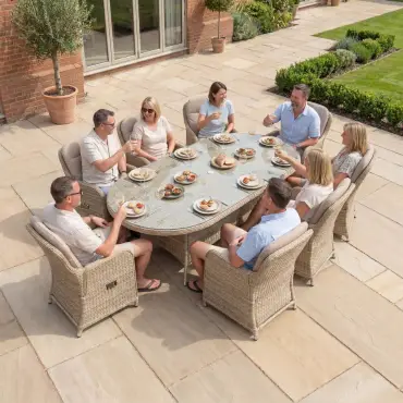 Audrey 8 Seat Rattan Reclining Dining Set - Oval Table
