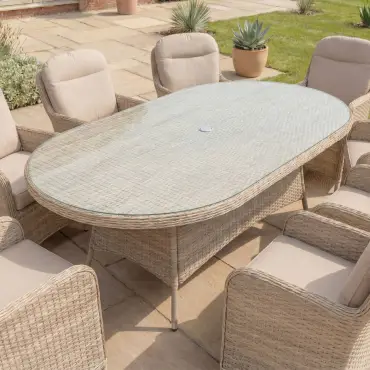 Audrey 8 Seat Rattan Reclining Dining Set - Oval Table