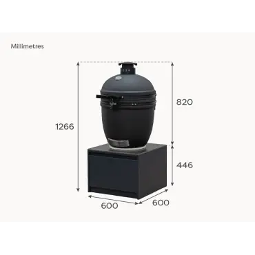 Oakley Straight K-Pro 22 Kamado Charcoal Barbecue - Integrated Drawer Unit