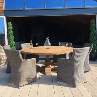 Seville 6 Chair Set Round Teak Dining Set