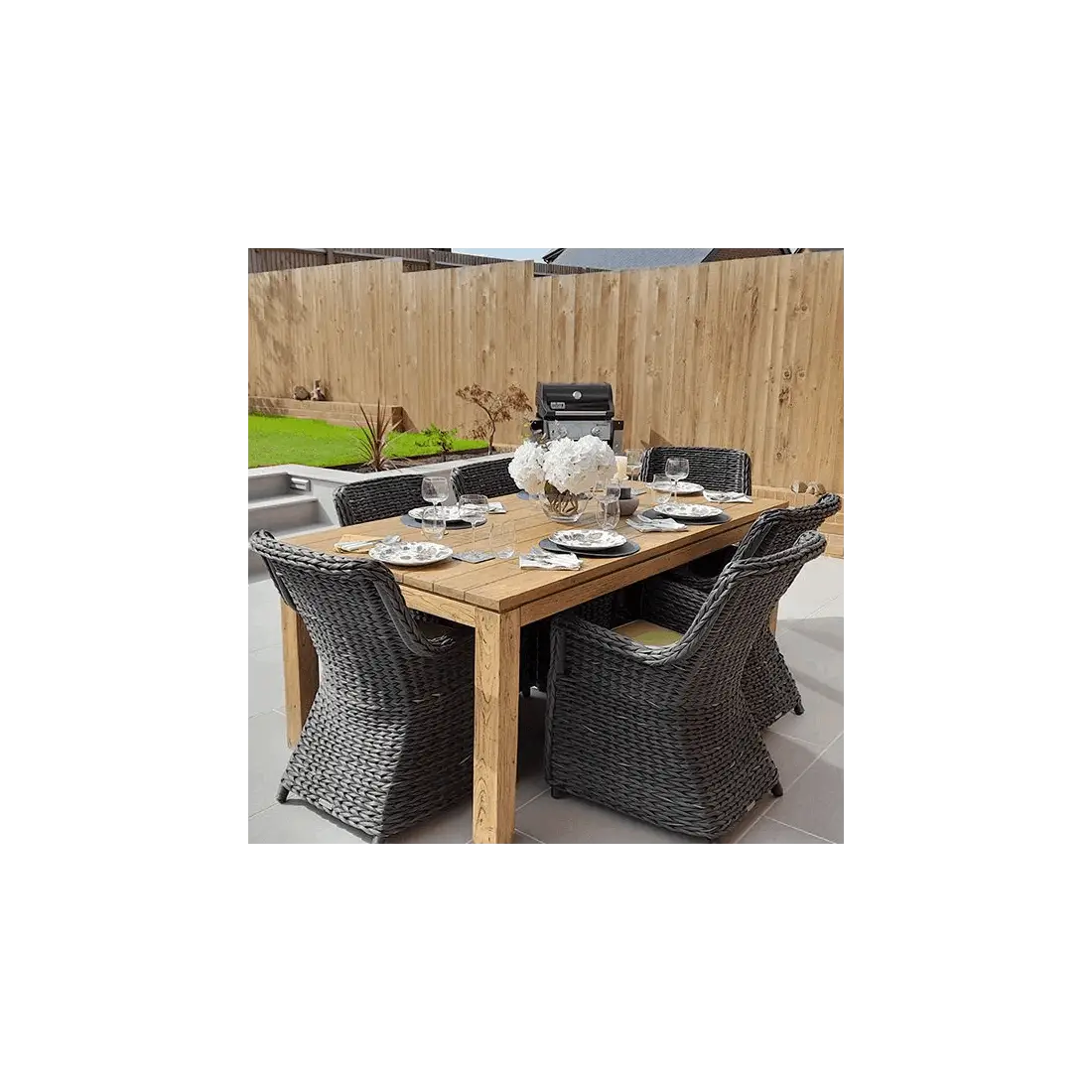 York 6 Chair Teak Table Set outdoor garden furniture