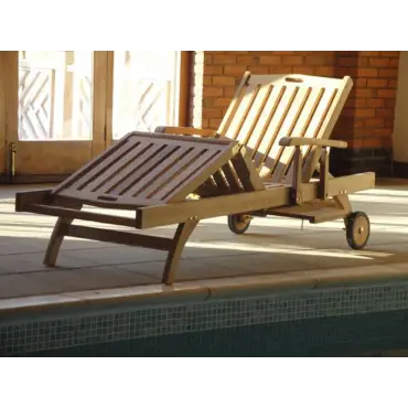 Stratford sun lounger With drinks tray teak garden furniture