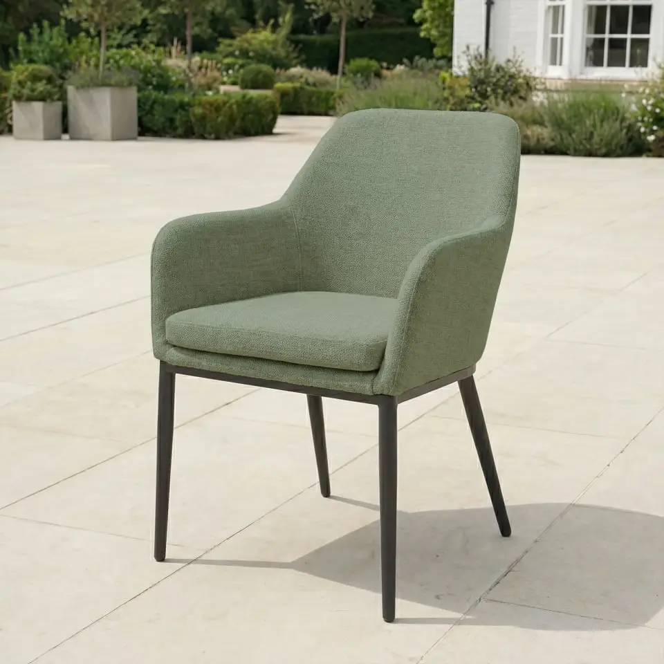 Ally 6-12 Seat Fabric Aluminium Dining Set - Extending Table Green