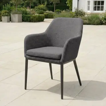 Ally 6-12 Seat Fabric Aluminium Dining Set - Extending Table Graphite Grey