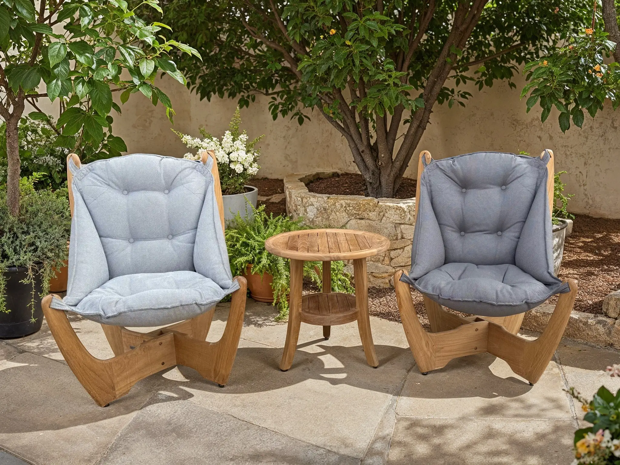 Kangaroo 2 Chair Half Moon Table Set - Certified Teak