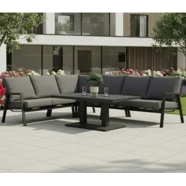 Zara L-Shaped Corner Sofa Set with Rectangular Rising Table