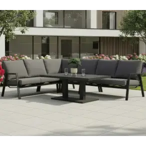 Zara L-Shaped Corner Sofa Set with Rectangular Rising Table