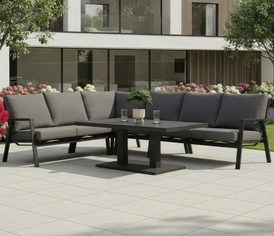 Zara L-Shaped Corner Sofa & Rising Table