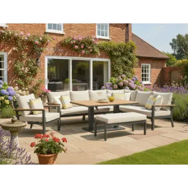 Heidi Right Hand Corner Sofa Dining Set & Rising Table