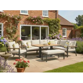 Heidi Right Hand Corner Sofa Dining Set & Rising Table