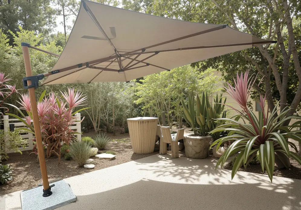 Pisa Cantilever 4m x 3m Parasol with LED lights Landscape
