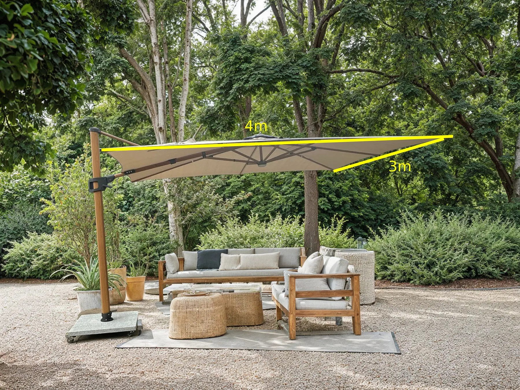 Pisa Cantilever 3m x 4m Parasol & LED Lights Portrait