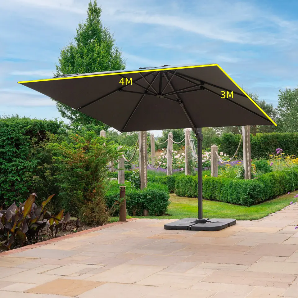 Pisa Cantilever 4m x 3m Parasol with LED lights Landscape