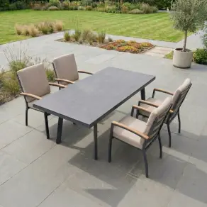 Leah 4-10 Seat Aluminium Dining Set - Rectangular Extending Table 4 Chairs