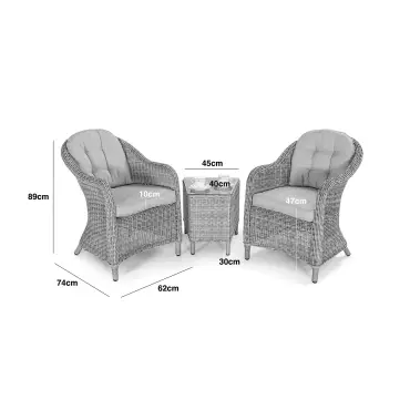 Oxford 3 Piece Rattan Bistro Set