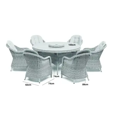 OXFORD 6 SEAT ROUND DINING SET WITH ROUNDED CHAIRS Outdoor rattan garden furniture