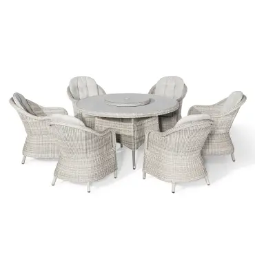 OXFORD 6 SEAT ROUND DINING SET WITH ROUNDED CHAIRS Outdoor rattan garden furniture
