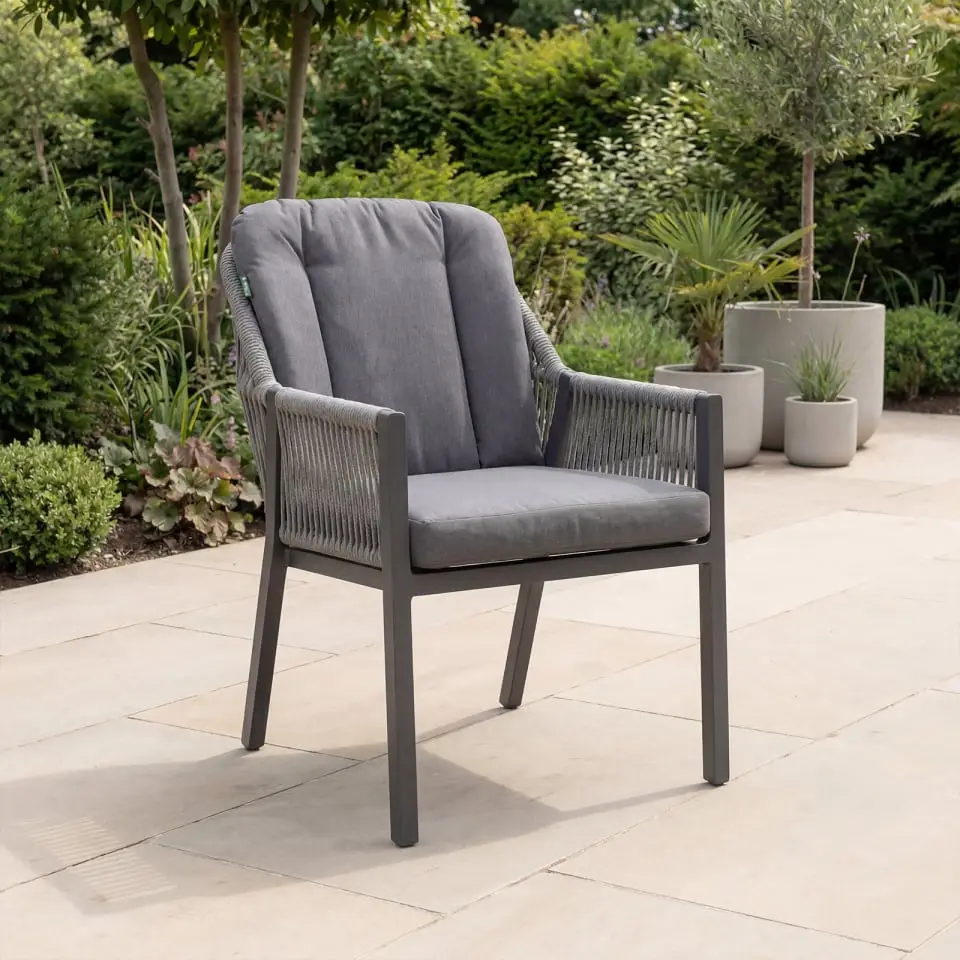 Darcey 4 Seat Rope Aluminium Dining Set - Extending Table with 4 Chairs