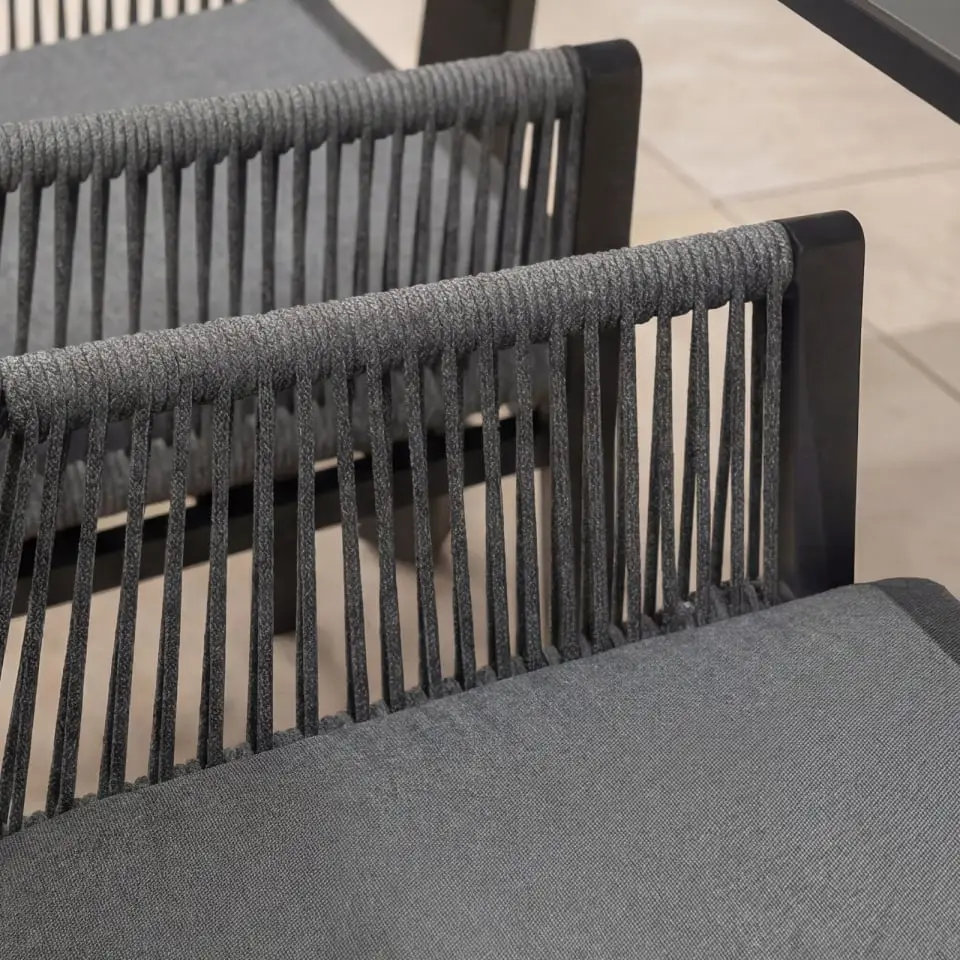 Darcey 4 Seat Rope Aluminium Dining Set - Extending Table with 4 Chairs