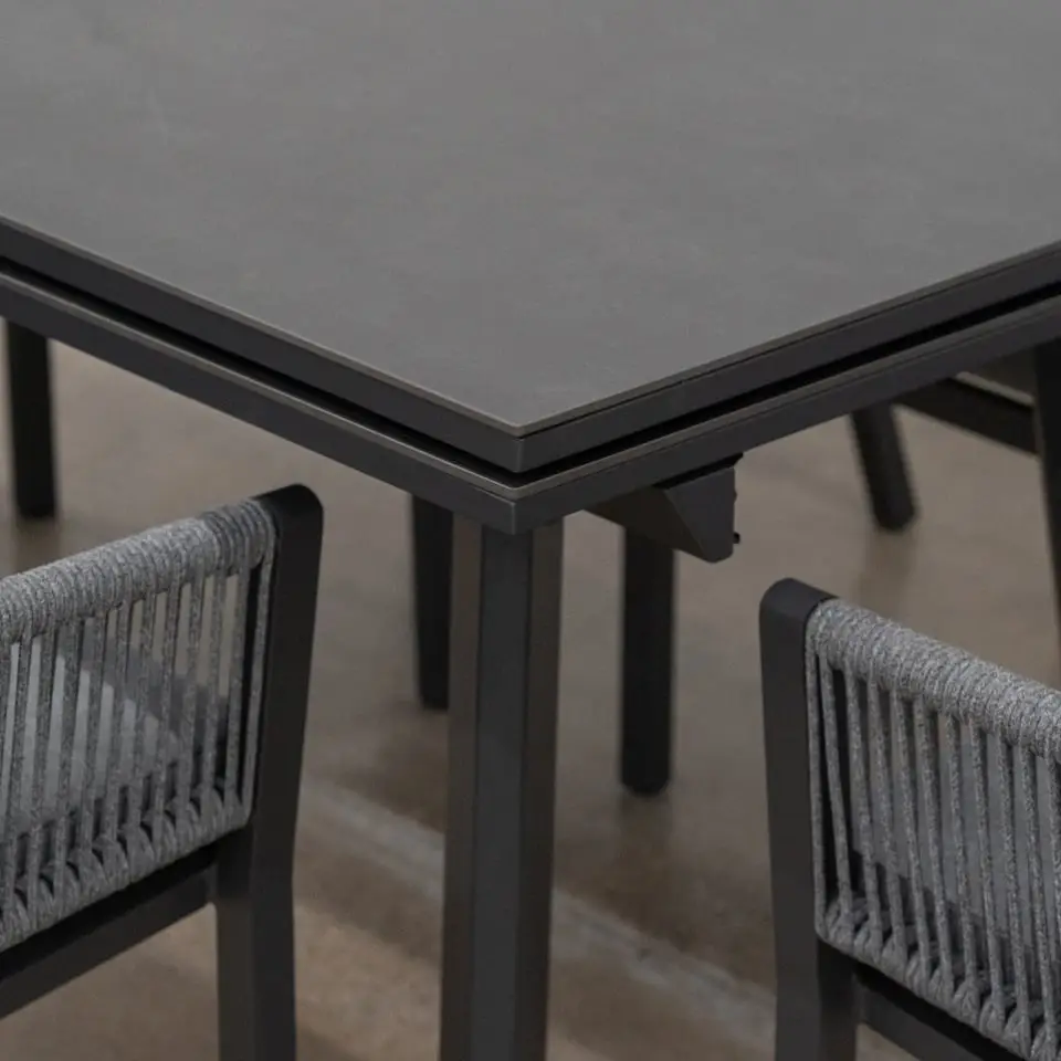 Darcey 4 Seat Rope Aluminium Dining Set - Extending Table with 4 Chairs
