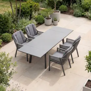 Darcey 4 Seat Rope Aluminium Dining Set - Extending Table with 4 Chairs
