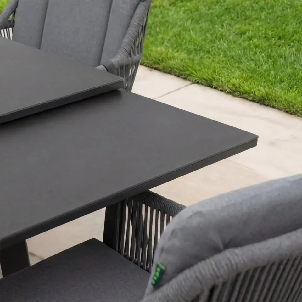Darcey 6 Seat Rope Aluminium Dining Set - Extending Table with 6 Chairs