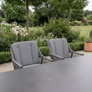 Darcey 6 Seat Rope Aluminium Dining Set - Extending Table with 6 Chairs