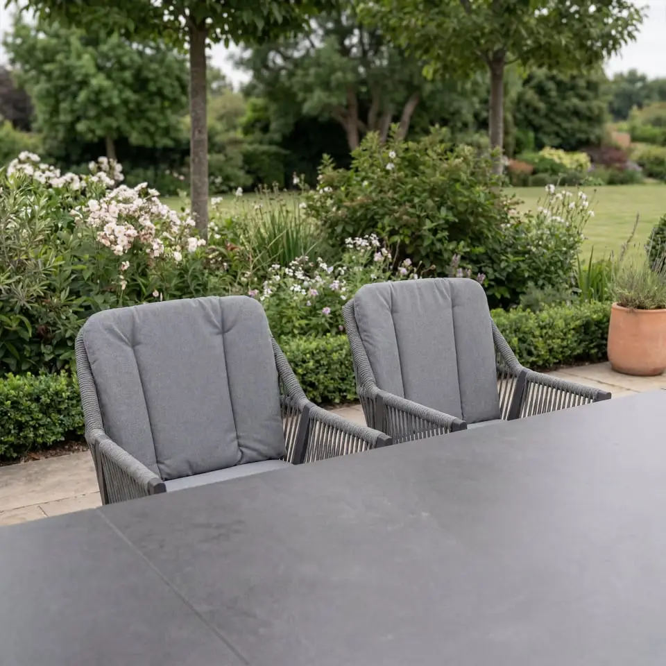 Darcey 6 Seat Rope Aluminium Dining Set - Extending Table with 6 Chairs