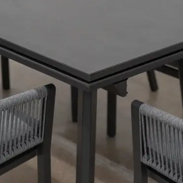 Darcey 6 Seat Rope Aluminium Dining Set - Extending Table with 6 Chairs