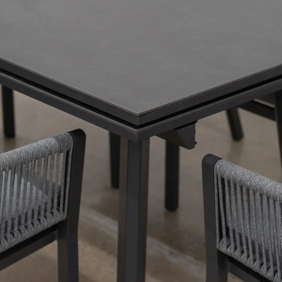 Darcey 6 Seat Rope Aluminium Dining Set - Extending Table with 6 Chairs
