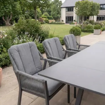 Darcey 8 Seat Rope Aluminium Dining Set - Extending Table with 8 Chairs