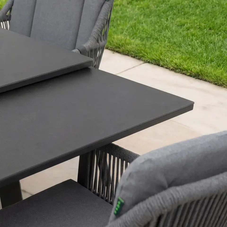 Darcey 12 Seat Rope Aluminium Dining Set - Extending Table with 12 Chairs