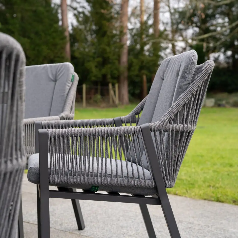 Darcey 6 Seat Rope Aluminium Dining Set - Round Table