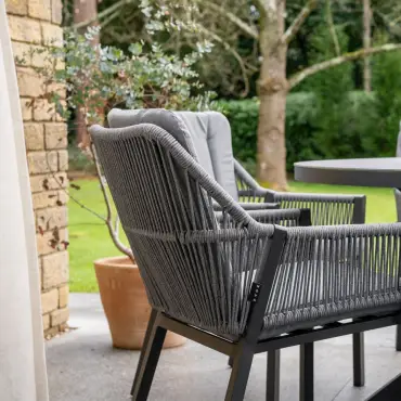 Darcey 6 Seat Rope Aluminium Dining Set - Round Table