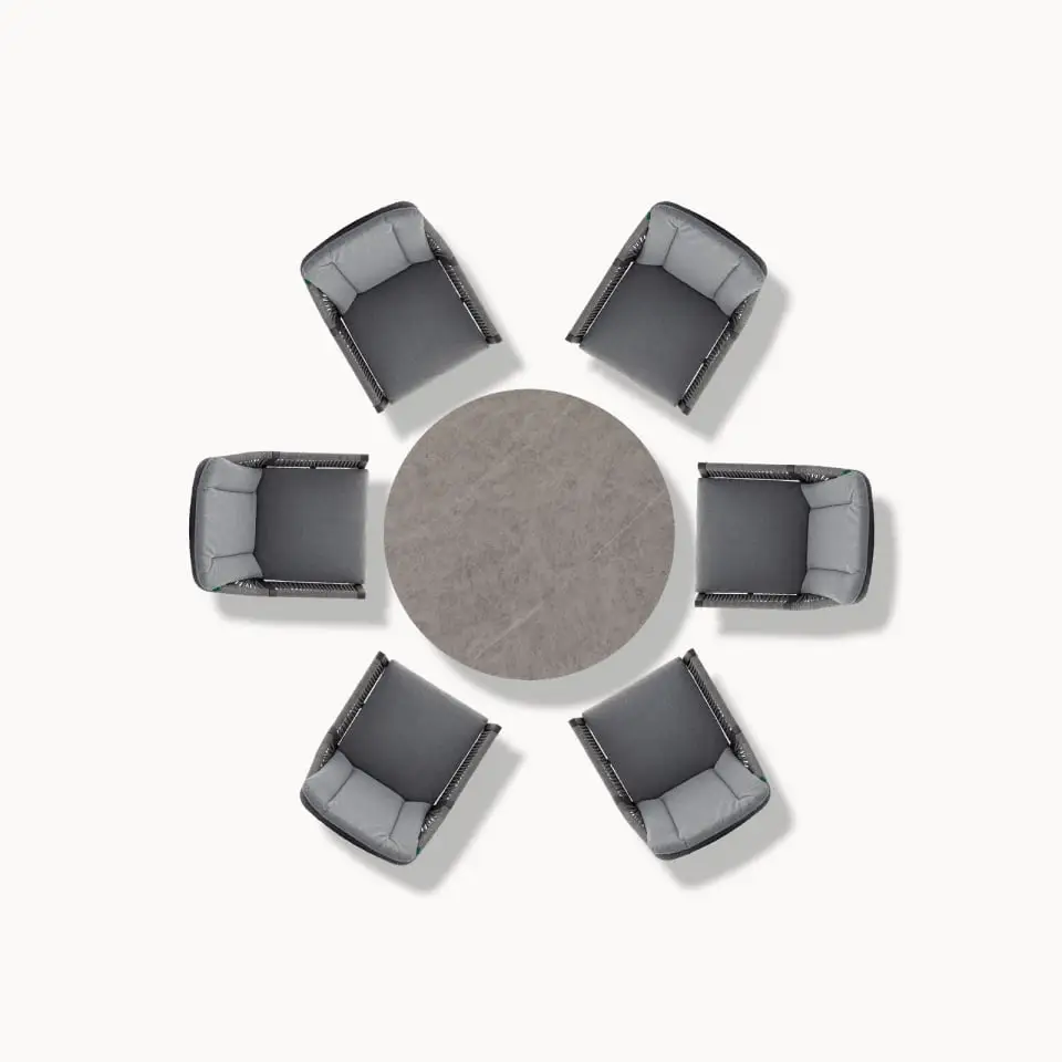 Darcey 6 Seat Rope Aluminium Dining Set - Round Table