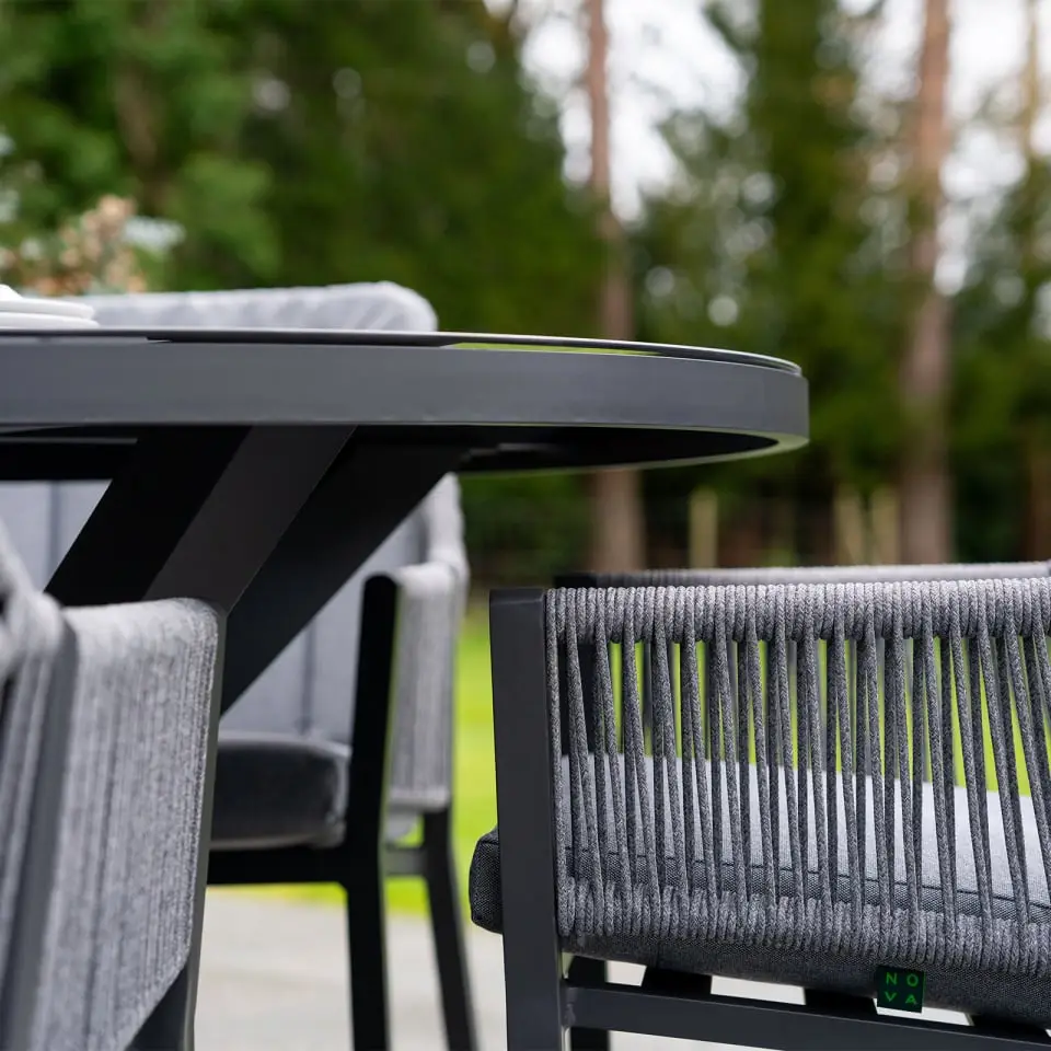 Darcey 4 Seat Rope Aluminium Dining Set - Round Table