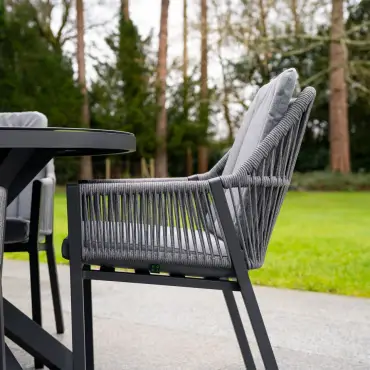 Darcey 4 Seat Rope Aluminium Dining Set - Round Table