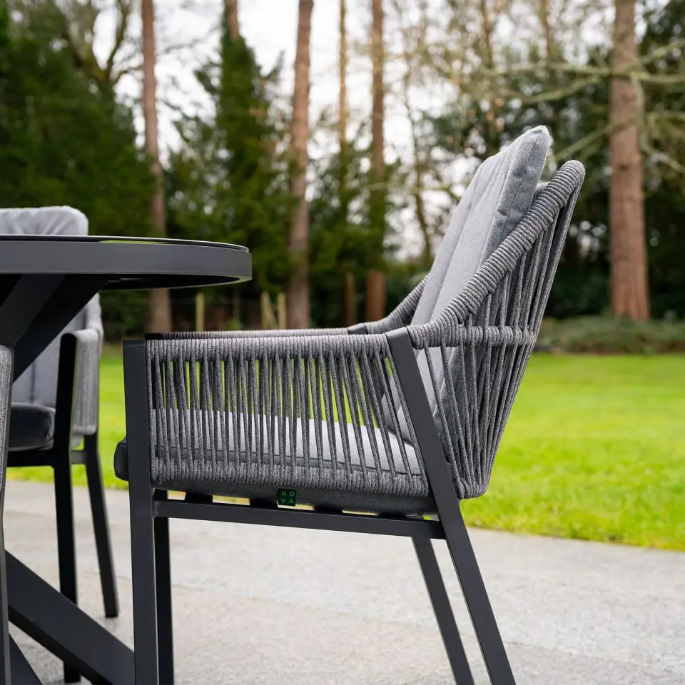 Darcey 4 Seat Rope Aluminium Dining Set - Round Table