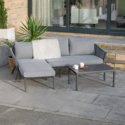 Darcey Rope Aluminium 3 Seater Chaise Sofa Lounging Set Darcey Rope Aluminium 3 Seater Chaise Sofa Lounging Set