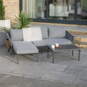Darcey Rope Aluminium 3 Seater Chaise Sofa Lounging Set