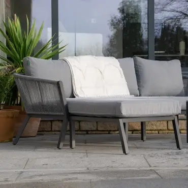 Darcey Rope Aluminium 3 Seater Chaise Sofa Lounging Set