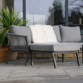 Darcey Rope Aluminium 3 Seater Chaise Sofa Lounging Set