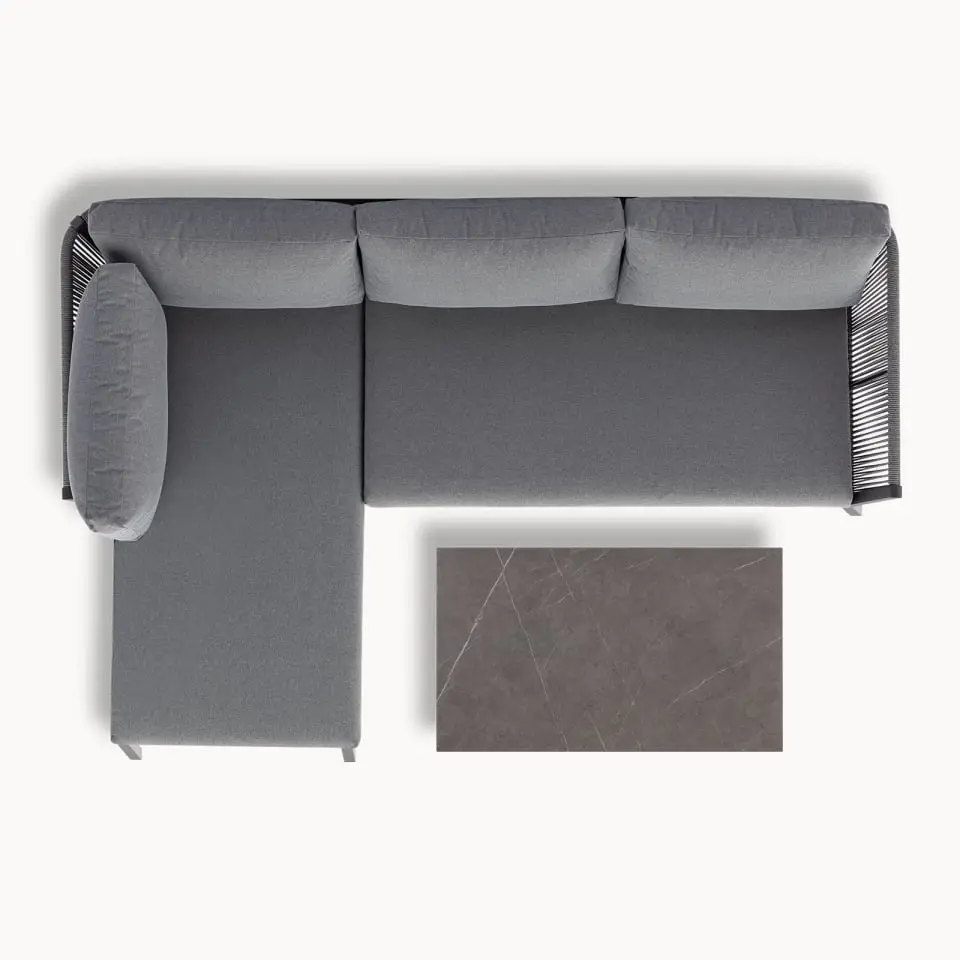 Darcey Rope Aluminium 3 Seater Chaise Sofa Lounging Set