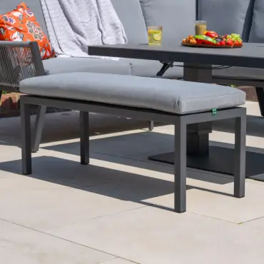 Darcey Corner Rope Aluminium Dining Set with Bench - Rising Table