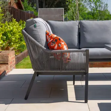 Darcey Corner Rope Aluminium Dining Set with Bench - Rising Table