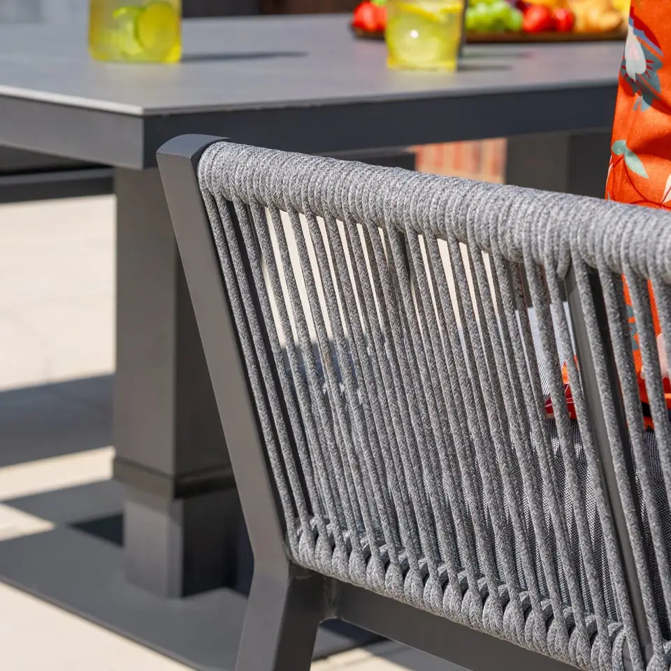 Darcey Corner Rope Aluminium Dining Set with Bench - Rising Table
