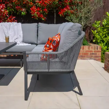 Darcey Corner Rope Aluminium Dining Set with Bench - Rising Table